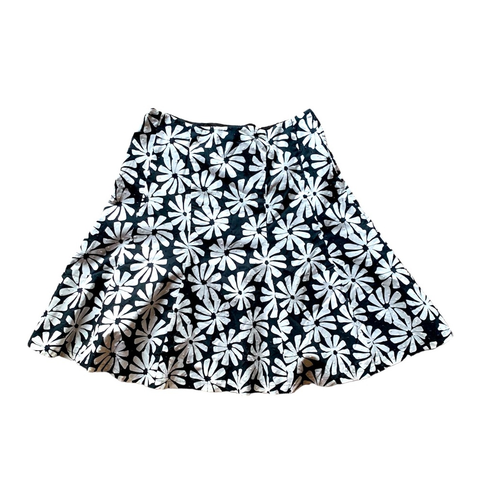 New York & Company women’s skirt black white midi flare size 10 artsy boho